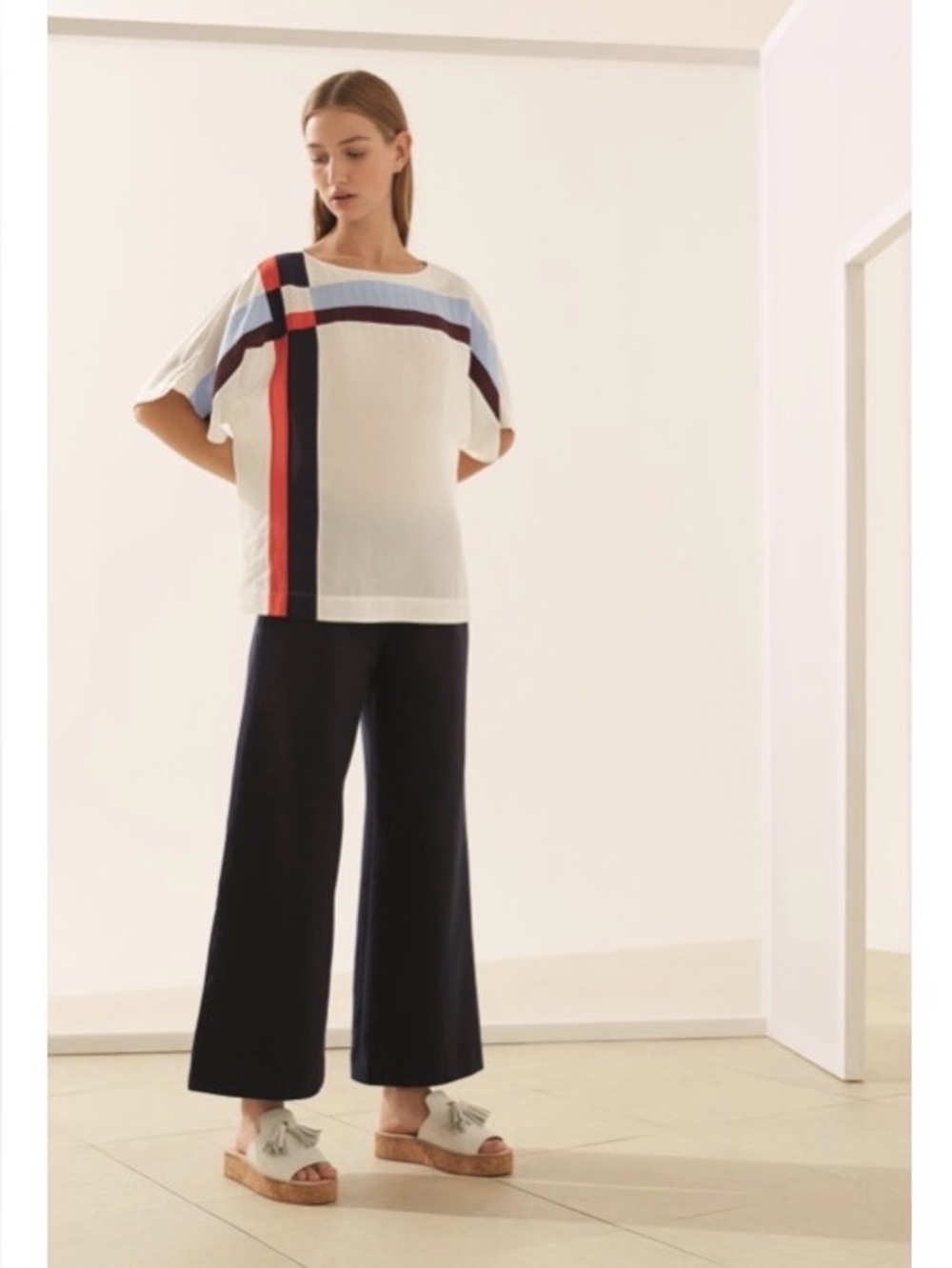 Jigsaw 100% Silk Abstract Short Sleeve Oversized Blouse Size S